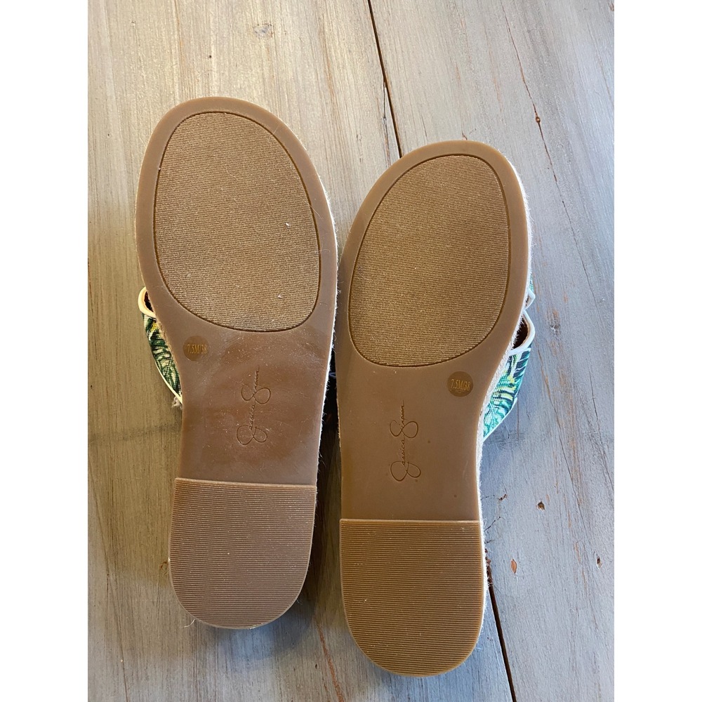 Jessica Simpson Tropical Leaf Platform Sandals in Green and Tan - Picture 3 of 8